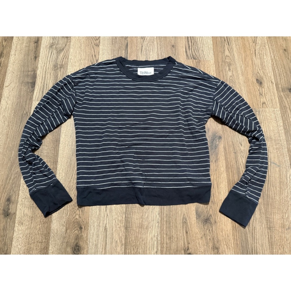UpWest Sweatshirt Womens XS Navy Striped Adult Long Sleeve Casual Excellent